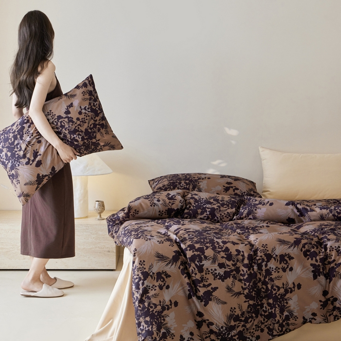 91家纺网 家纺一手货源 找家纺 怡家居 2024新款全棉磨毛印花四件套 墨染