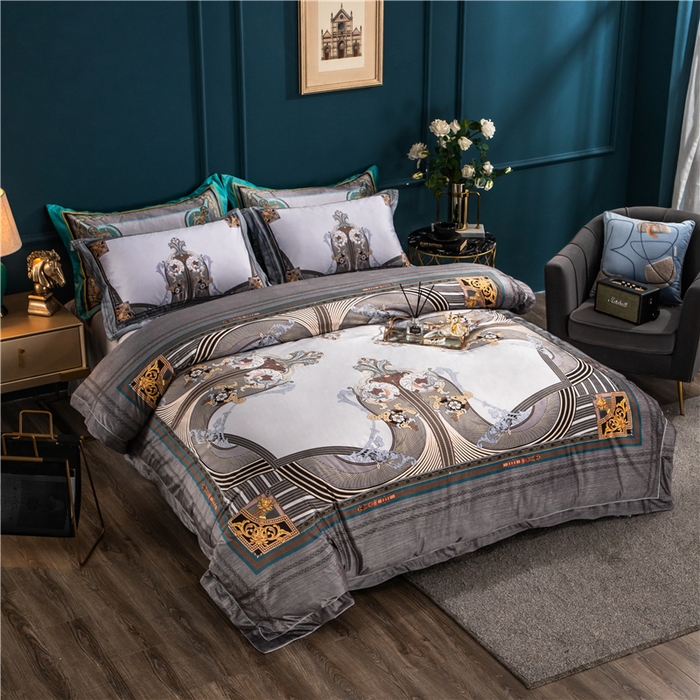 91家纺网 家纺一手货源 找家纺 梵克保罗 2024秋冬新款有氧臻棉绒数码印花9斤四件套（控价+100） 伯爵-灰