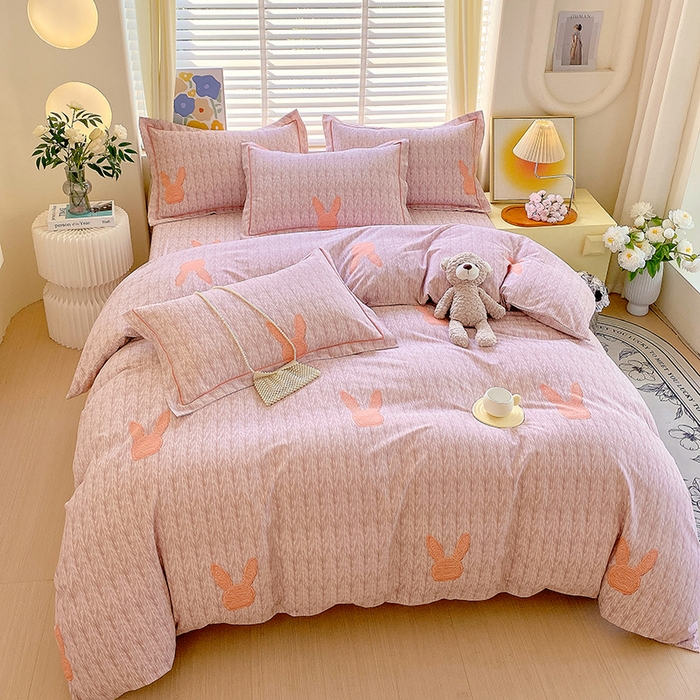 91家纺网 家纺一手货源 找家纺 威布斯 2025新款加厚纯棉全棉磨毛三件套四件套 兔斯基