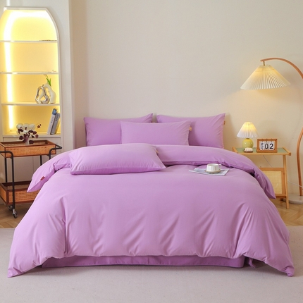 91家纺网 家纺一手货源 找家纺 （总）2025新款100%棉13376纯色喷气全棉磨毛四件套素色保暖加厚纯棉床单款床笠款学生宿舍三件套