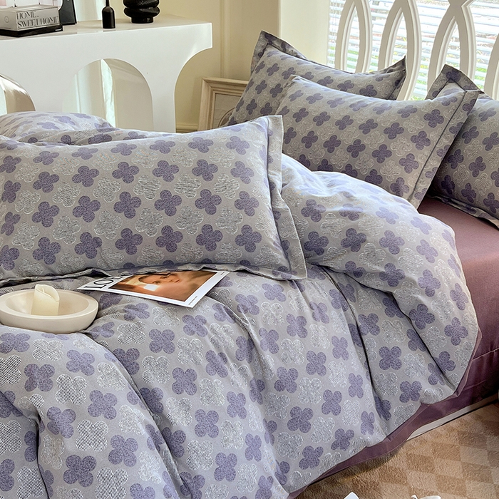 91家纺网 家纺一手货源 找家纺 威布斯 2025新款加厚纯棉全棉磨毛三件套四件套 四叶草