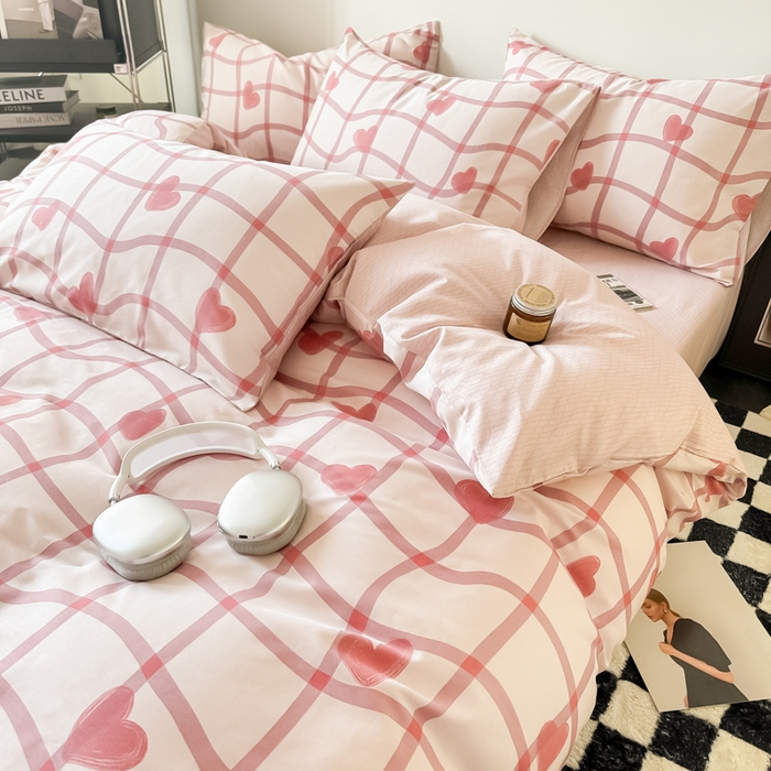 91家纺网 家纺一手货源 找家纺 呗旺鹿 2024新款全棉印花休闲风四件套 心语