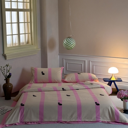 怡家居 2024新款全棉磨毛印花四件套 桃气