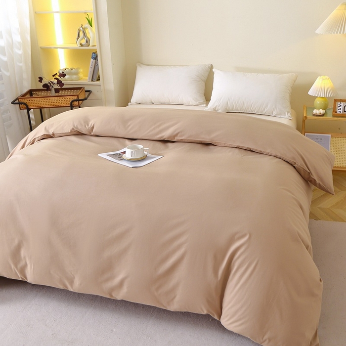 91家纺网 家纺一手货源 找家纺 晶缦家纺 2024新款全棉13376纯色喷气全棉磨毛单品被套 暖芸馨-鹿角棕