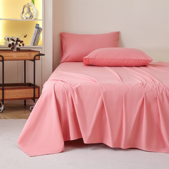 91家纺网 家纺一手货源 找家纺 晶缦家纺 2024新款全棉13376纯色喷气全棉磨毛单品床单 暖芸馨-蕊红玉