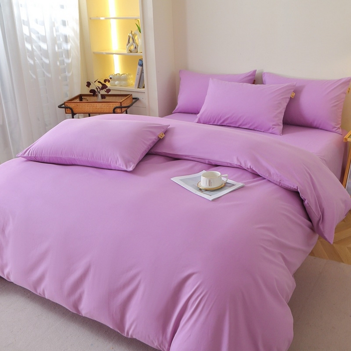 91家纺网 家纺一手货源 找家纺 晶缦家纺 2024新款全棉13376纯色喷气全棉磨毛四件套 暖芸馨-雾紫色