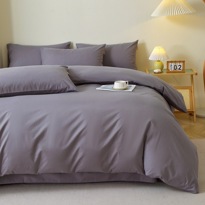 91家纺网 家纺一手货源 找家纺 晶缦家纺 2024新款全棉13376纯色喷气全棉磨毛四件套 暖芸馨-深青灰