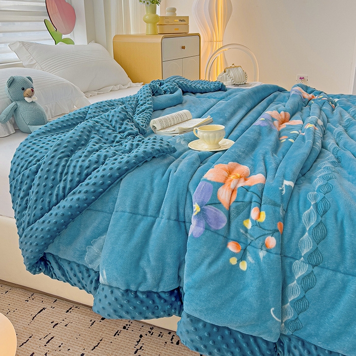 91家纺网 家纺一手货源 找家纺 宜梦家居【需要买家秀请联系老板】 2025新款婴儿牛奶豆豆双面绒春秋被子冬被芯大豆被 牛奶绒DJ-碧玉佳人