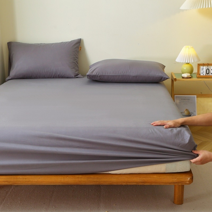 91家纺网 家纺一手货源 找家纺 晶缦家纺 2024新款全棉13376纯色喷气全棉磨毛单品床笠 暖芸馨-深青灰