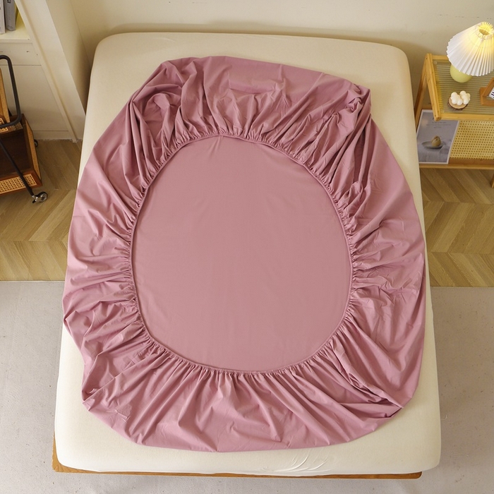 91家纺网 家纺一手货源 找家纺 晶缦家纺 2024新款全棉13376纯色喷气全棉磨毛单品床笠 暖芸馨-山黎豆红