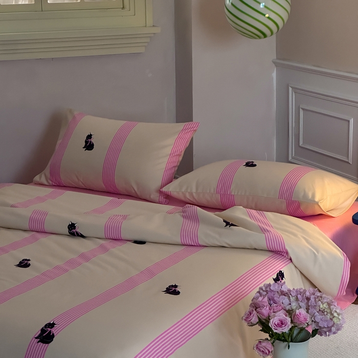 91家纺网 家纺一手货源 找家纺 怡家居 2024新款全棉磨毛印花四件套 桃气