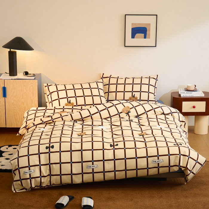 91家纺网 家纺一手货源 找家纺 怡家居 2024新款全棉磨毛印花四件套 云漫