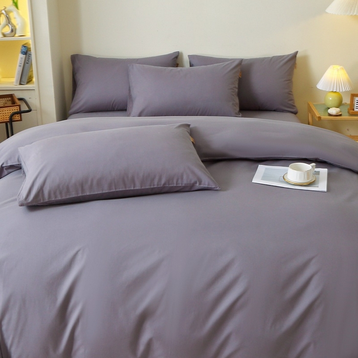 91家纺网 家纺一手货源 找家纺 晶缦家纺 2024新款全棉13376纯色喷气全棉磨毛四件套 暖芸馨-深青灰