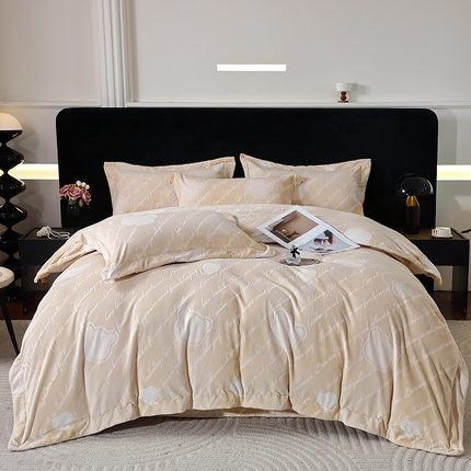 91家纺网 家纺一手货源 找家纺 （总）席之家 2024新款A类平雕印花全消光260克雅丝绒四件套