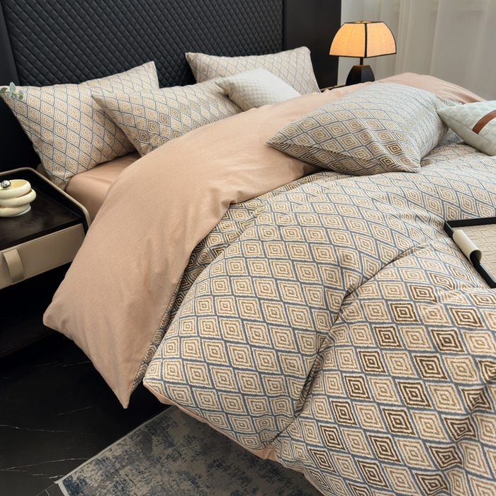 91家纺网 家纺一手货源 找家纺 怡家居 2024新款全棉磨毛印花四件套 摩纳哥