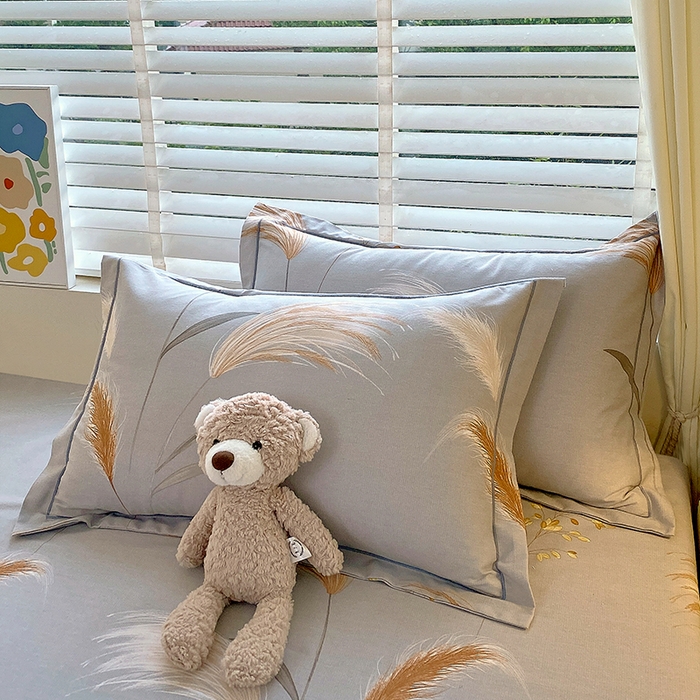 91家纺网 家纺一手货源 找家纺 威布斯 2025新款加厚纯棉全棉磨毛三件套四件套 墨雨云间-灰