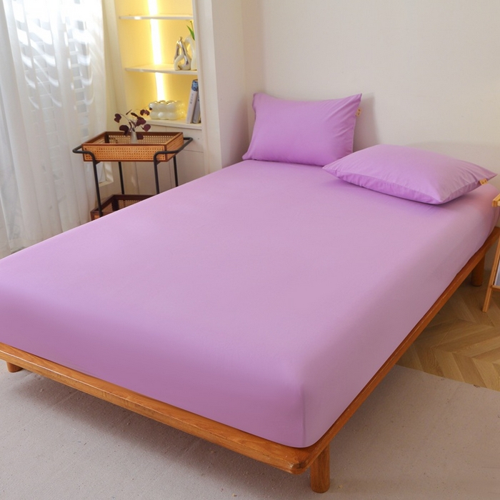 91家纺网 家纺一手货源 找家纺 晶缦家纺 2024新款全棉13376纯色喷气全棉磨毛单品床笠 暖芸馨-雾紫色