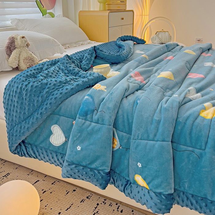 91家纺网 家纺一手货源 找家纺 宜梦家居【需要买家秀请联系老板】 2025新款婴儿牛奶豆豆双面绒春秋被子冬被芯大豆被 牛奶绒鲁尔曼