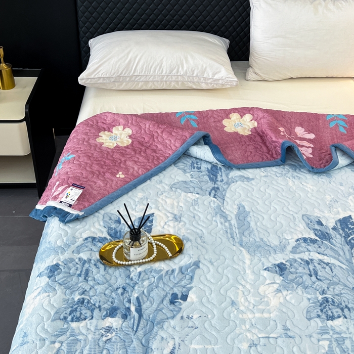 91家纺网 家纺一手货源 找家纺 有品 2025年牛奶绒花边5D跑量款夹棉床盖 国雅