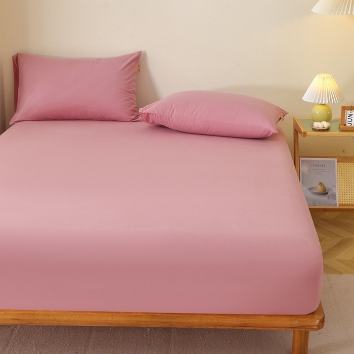 91家纺网 家纺一手货源 找家纺 晶缦家纺 2024新款全棉13376纯色喷气全棉磨毛单品床笠 暖芸馨-山黎豆红