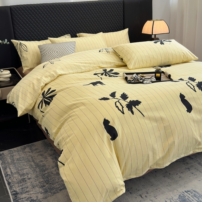 91家纺网 家纺一手货源 找家纺 怡家居 2024新款全棉磨毛印花四件套 左秋