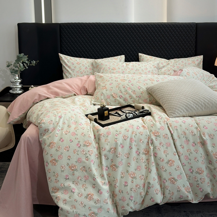 91家纺网 家纺一手货源 找家纺 怡家居 2024新款全棉磨毛印花四件套 美伊