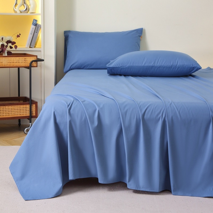 91家纺网 家纺一手货源 找家纺 晶缦家纺 2024新款全棉13376纯色喷气全棉磨毛单品床单 暖芸馨-靛青蓝