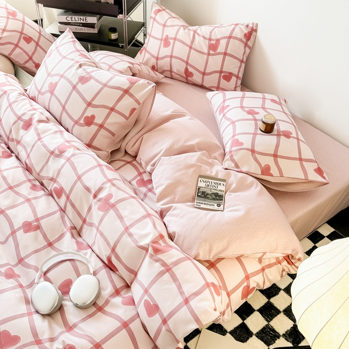 91家纺网 家纺一手货源 找家纺 呗旺鹿 2024新款全棉印花休闲风四件套 心语