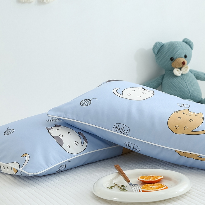 91家纺网 家纺一手货源 找家纺 2024新款A类60支印花儿童枕头套 招财猫