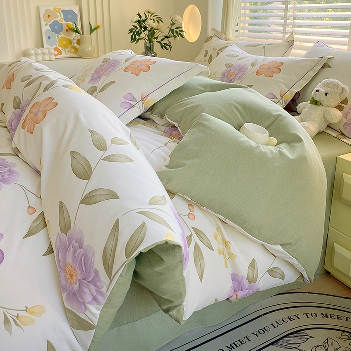 91家纺网 家纺一手货源 找家纺 威布斯 2025新款加厚纯棉全棉磨毛三件套四件套 秋天童话-黄