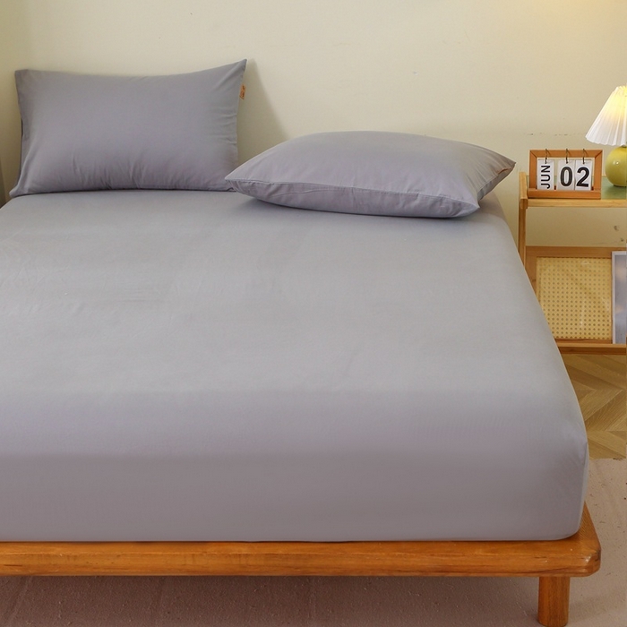 91家纺网 家纺一手货源 找家纺 晶缦家纺 2024新款全棉13376纯色喷气全棉磨毛单品床笠 暖芸馨-浅青灰