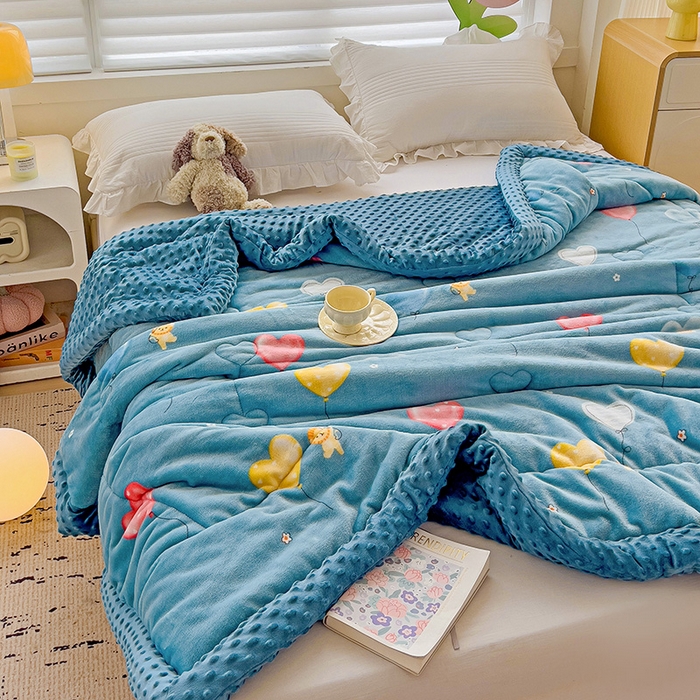 91家纺网 家纺一手货源 找家纺 宜梦家居【需要买家秀请联系老板】 2025新款婴儿牛奶豆豆双面绒春秋被子冬被芯大豆被 牛奶绒鲁尔曼