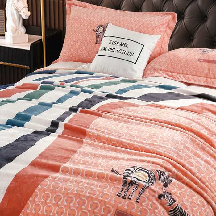 91家纺网 家纺一手货源 找家纺 好艺佳毛毯 2025新款升级多功能3D数码印花毛毯 被套两用拉舍尔云毯 心想事橙