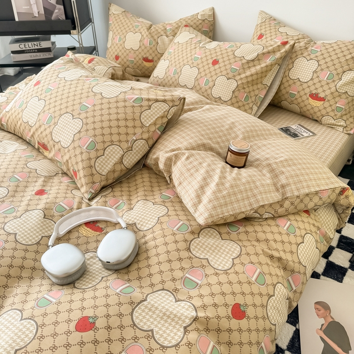 91家纺网 家纺一手货源 找家纺 呗旺鹿 2024新款全棉印花休闲风四件套 保罗