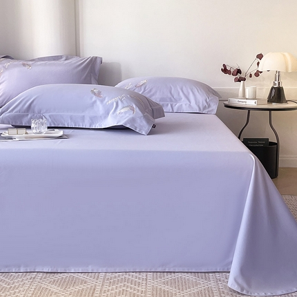 91家纺网 家纺一手货源 找家纺  【A类母婴级】冬季加厚保暖纯棉磨毛床单全棉纯色简约床罩澳棉长绒棉床上用品 薰衣紫