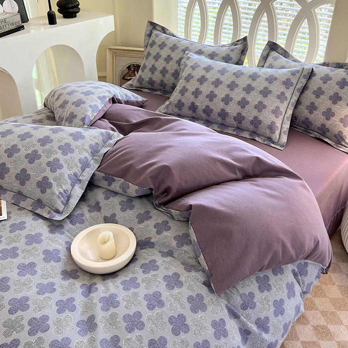 91家纺网 家纺一手货源 找家纺 威布斯 2025新款加厚纯棉全棉磨毛三件套四件套 四叶草