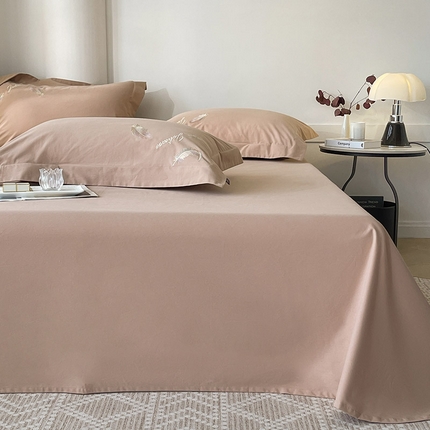 91家纺网 家纺一手货源 找家纺  【A类母婴级】冬季加厚保暖纯棉磨毛床单全棉纯色简约床罩澳棉长绒棉床上用品 拿铁