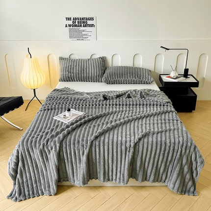 寐居家纺 2024新款泡泡兔毛绒午睡毯毛毯盖毯 高级灰