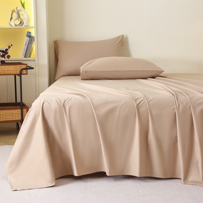 91家纺网 家纺一手货源 找家纺 晶缦家纺 2024新款全棉13376纯色喷气全棉磨毛单品床单 暖芸馨-鹿角棕