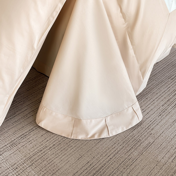 91家纺网 家纺一手货源 找家纺  【A类母婴级】100支长绒棉四件套全棉纯棉重工高端刺绣拼接被套简约床单床笠款床上用品 澜梦-白桃