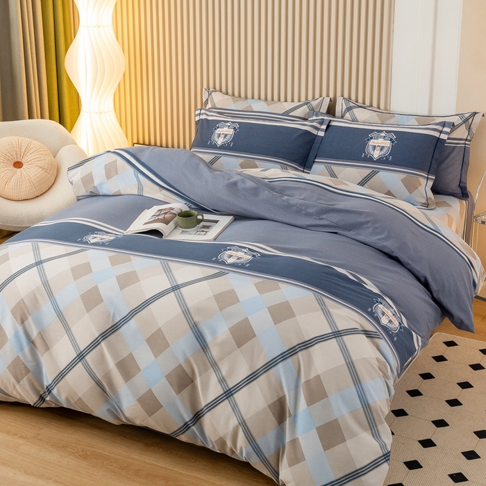 91家纺网 家纺一手货源 找家纺 威布斯 2025新款加厚纯棉全棉磨毛三件套四件套 青春-蓝