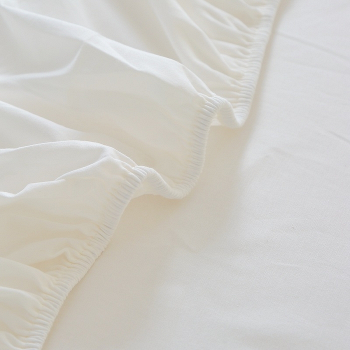 91家纺网 家纺一手货源 找家纺 晶缦家纺 2024新款全棉13376纯色喷气全棉磨毛单品床笠 暖芸馨-本白色