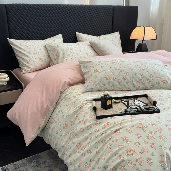 91家纺网 家纺一手货源 找家纺 怡家居 2024新款全棉磨毛印花四件套 美伊