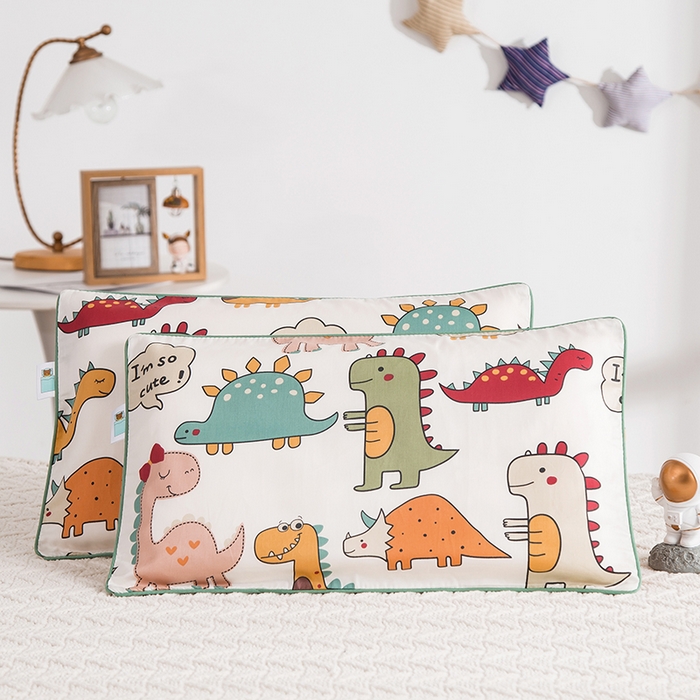 91家纺网 家纺一手货源 找家纺 2024新款A类60支印花儿童枕头套 恐龙派对