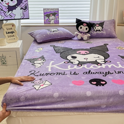 （总）孩子王 2024新款三丽鸥卡通床笠单件床罩冬季加厚牛奶绒床垫保护罩全包床单套