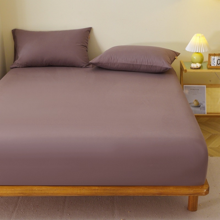 91家纺网 家纺一手货源 找家纺 晶缦家纺 2024新款全棉13376纯色喷气全棉磨毛单品床笠 暖芸馨-深松棕