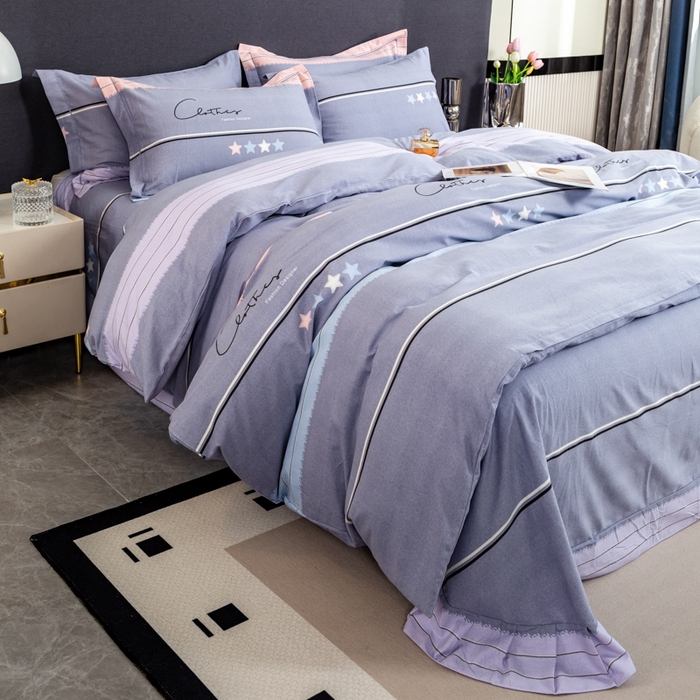 91家纺网 家纺一手货源 找家纺 威布斯 2025新款加厚纯棉全棉磨毛三件套四件套 波尔兰卡-灰