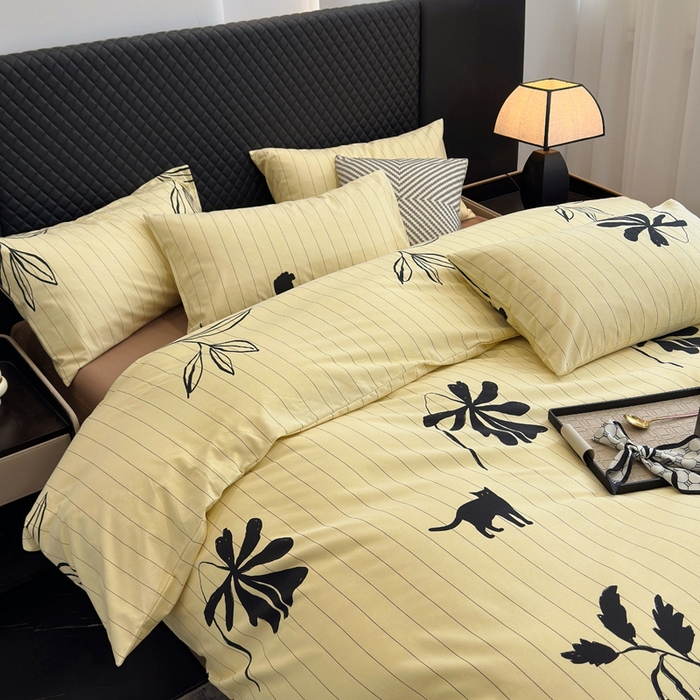 91家纺网 家纺一手货源 找家纺 怡家居 2024新款全棉磨毛印花四件套 左秋