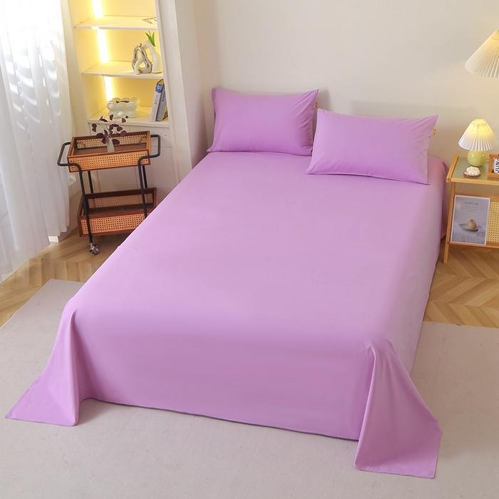 91家纺网 家纺一手货源 找家纺 晶缦家纺 2024新款全棉13376纯色喷气全棉磨毛单品床单 暖芸馨-雾紫色