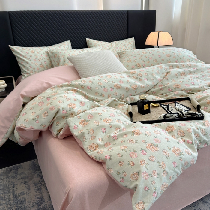 91家纺网 家纺一手货源 找家纺 怡家居 2024新款全棉磨毛印花四件套 美伊